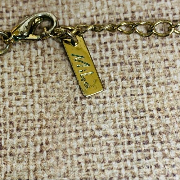 Mika Gold Acrylic Blue Crystal Double Strand Necklace - Picture 1 of 2